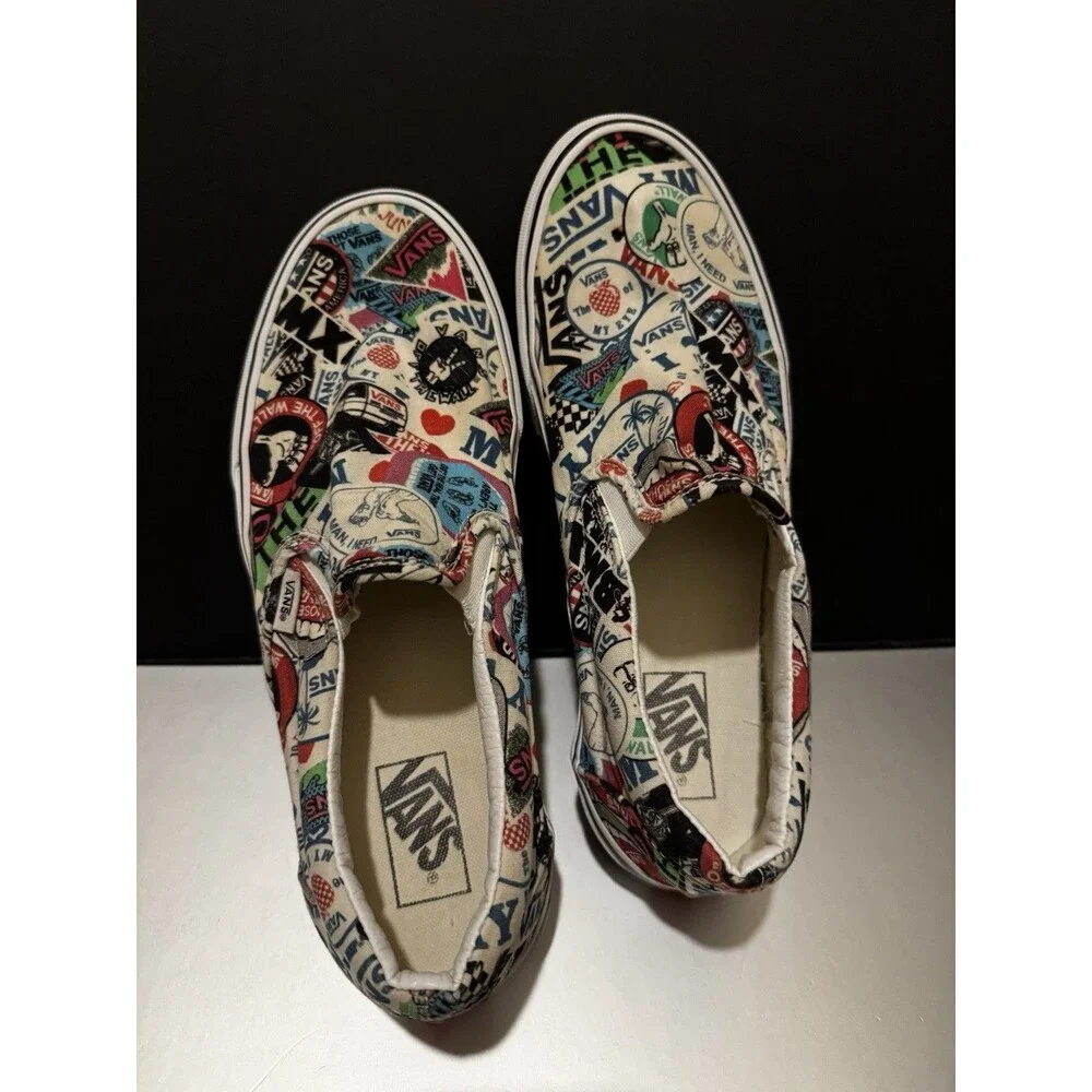 Vans Classic Slip-On Sticker Mash Up UniSex Canvas Shoes US Men 10 Women 11.5